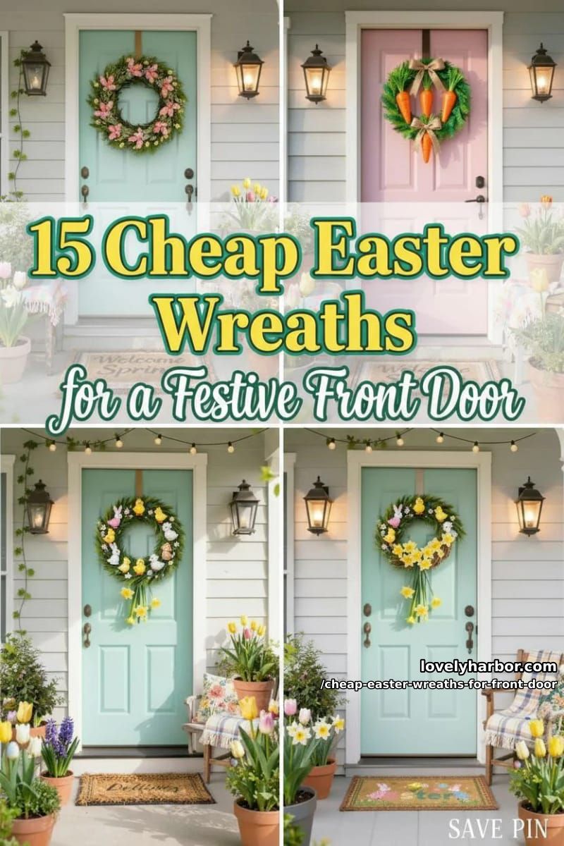 15 Cheap Easter Wreaths For Front Door That Look Cute Without the Cost 43 cheap easter wreaths for front door - Collage 42