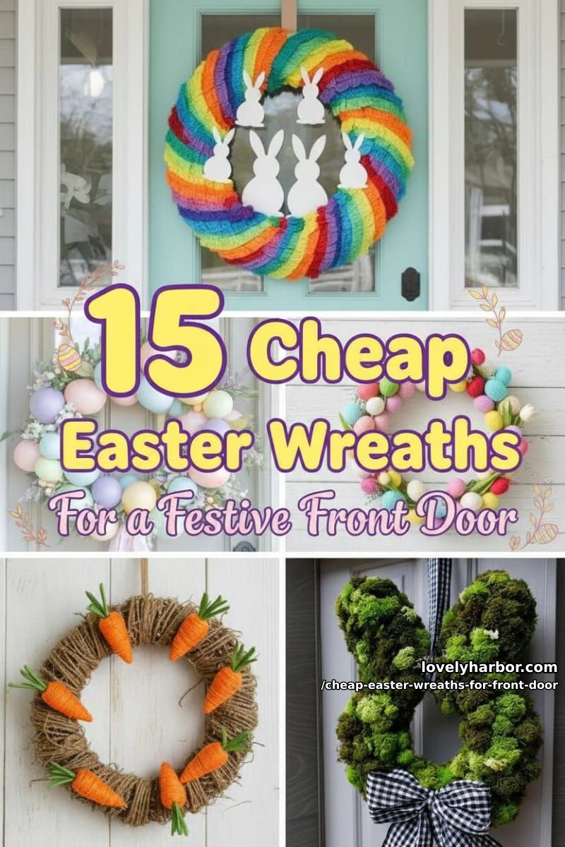 15 Cheap Easter Wreaths For Front Door That Look Cute Without the Cost 44 cheap easter wreaths for front door - Collage 43