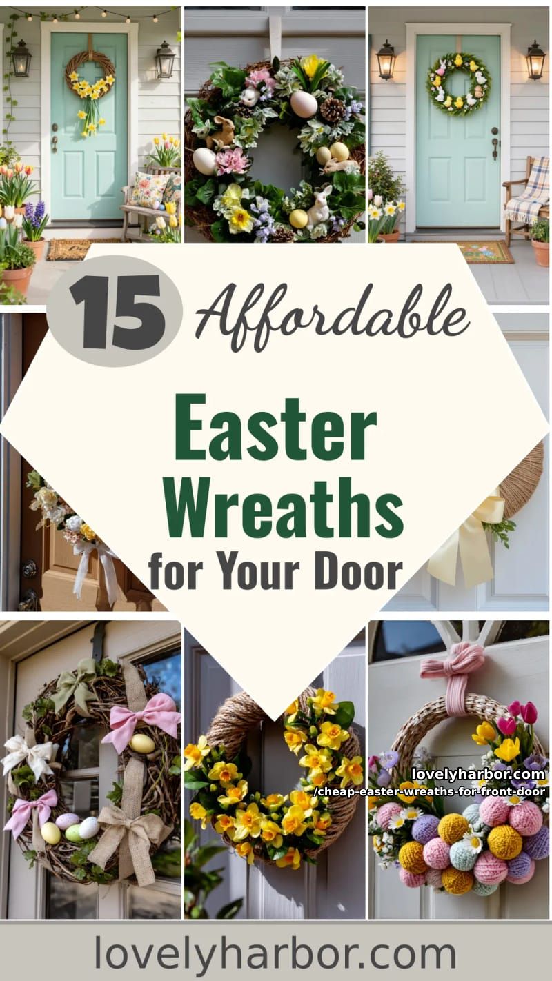 15 Cheap Easter Wreaths For Front Door That Look Cute Without the Cost 49 cheap easter wreaths for front door - Collage 48