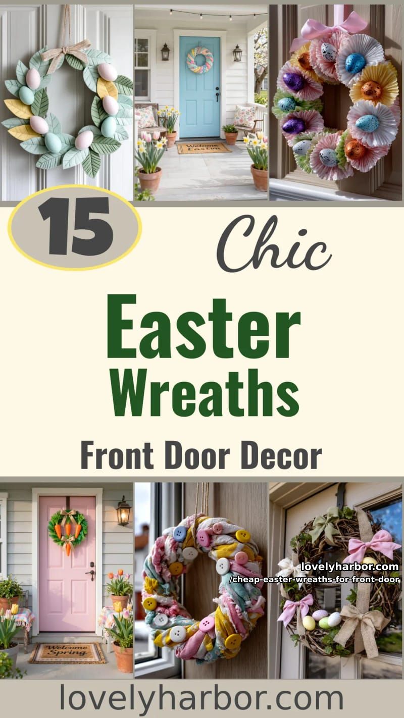 15 Cheap Easter Wreaths For Front Door That Look Cute Without the Cost 50 cheap easter wreaths for front door - Collage 49