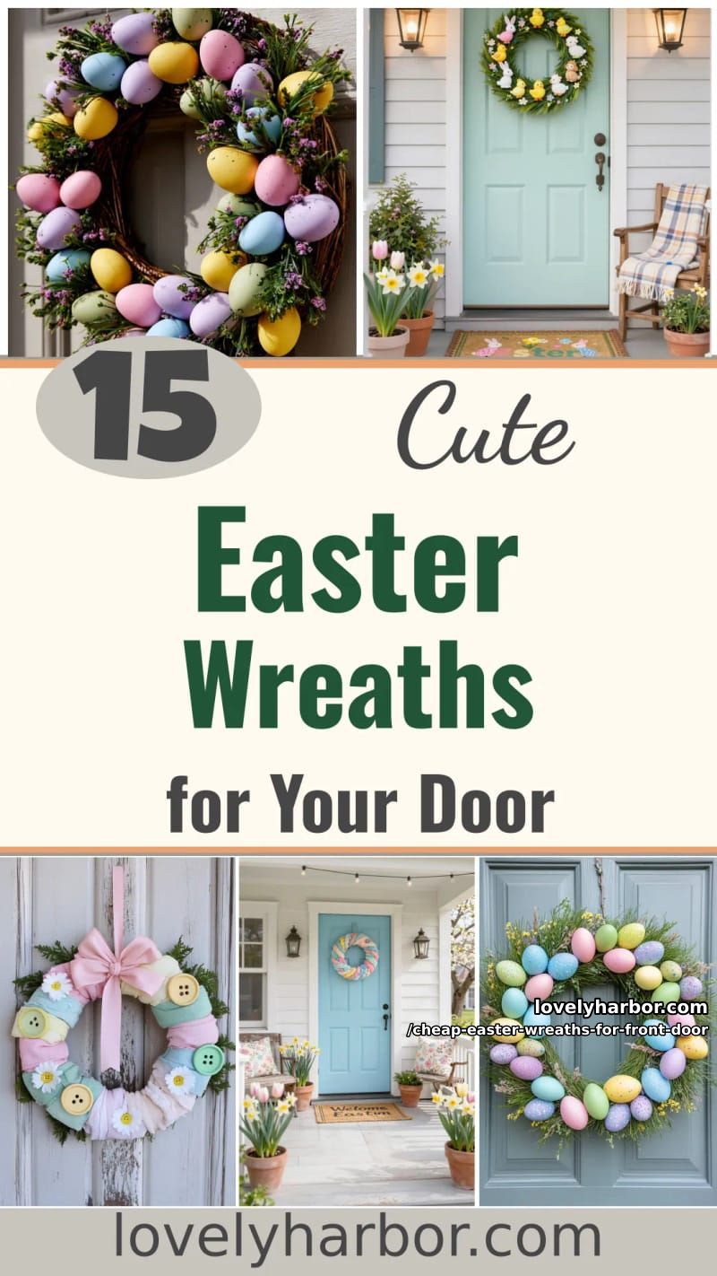 15 Cheap Easter Wreaths For Front Door That Look Cute Without the Cost 53 cheap easter wreaths for front door - Collage 52