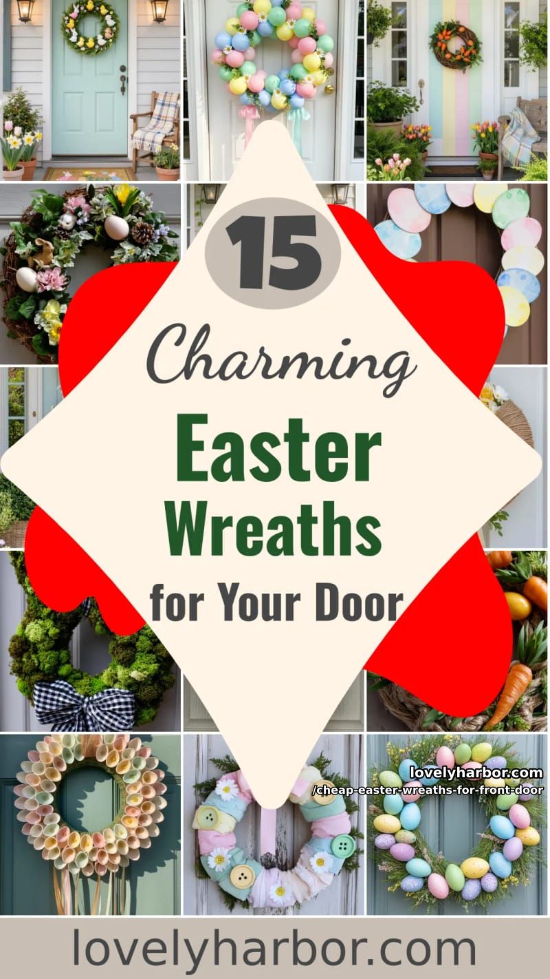 15 Cheap Easter Wreaths For Front Door That Look Cute Without the Cost 54 cheap easter wreaths for front door - Collage 53