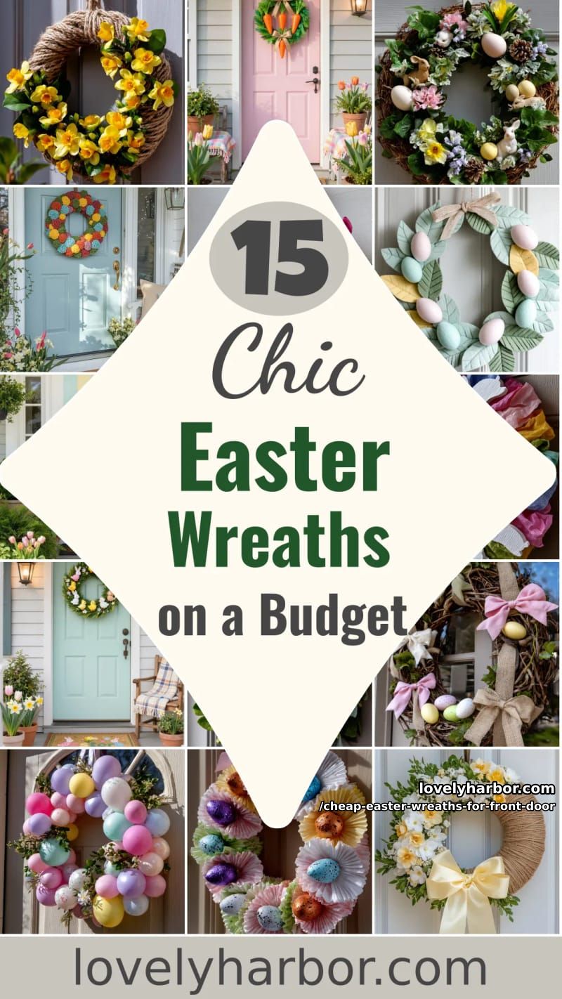 15 Cheap Easter Wreaths For Front Door That Look Cute Without the Cost 55 cheap easter wreaths for front door - Collage 54