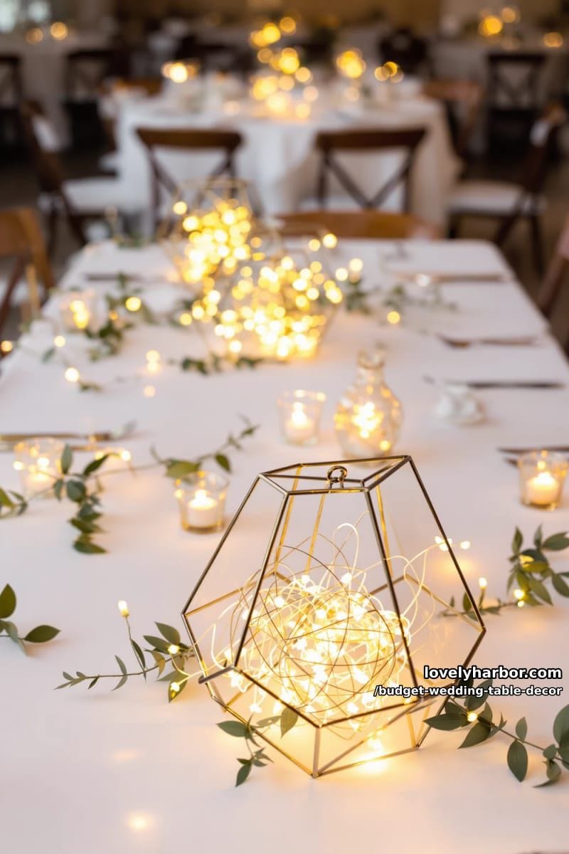 clustered battery-operated string lights in geometric wire baskets 1