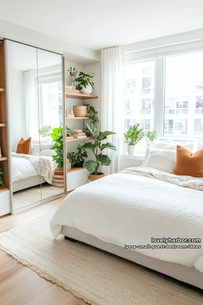 19 Very Small Guest Bedroom Ideas For A Welcoming Retreat 17 compact wardrobe with sliding panel doors and mirror front 1