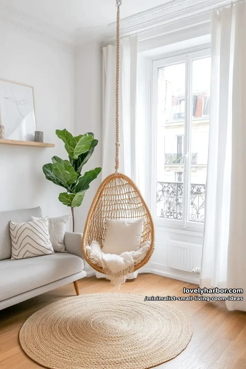 corner hanging rattan chair with cozy textured throw 1