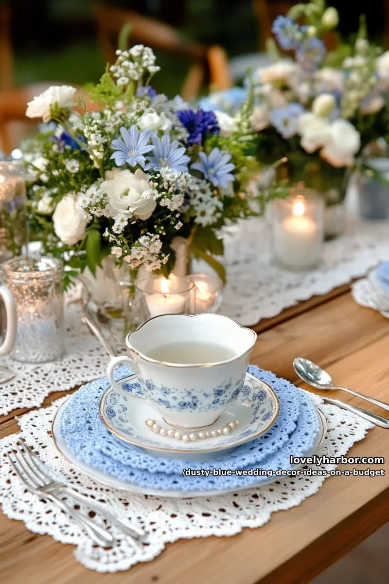 crochet or lace doilies dyed in soft blue for vintage charm 1