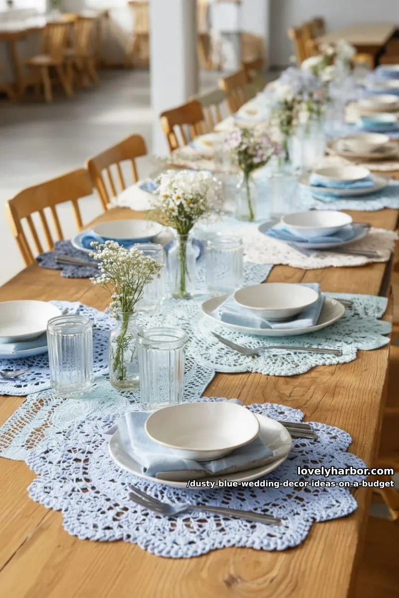 crochet or lace doilies dyed in soft blue for vintage charm 1