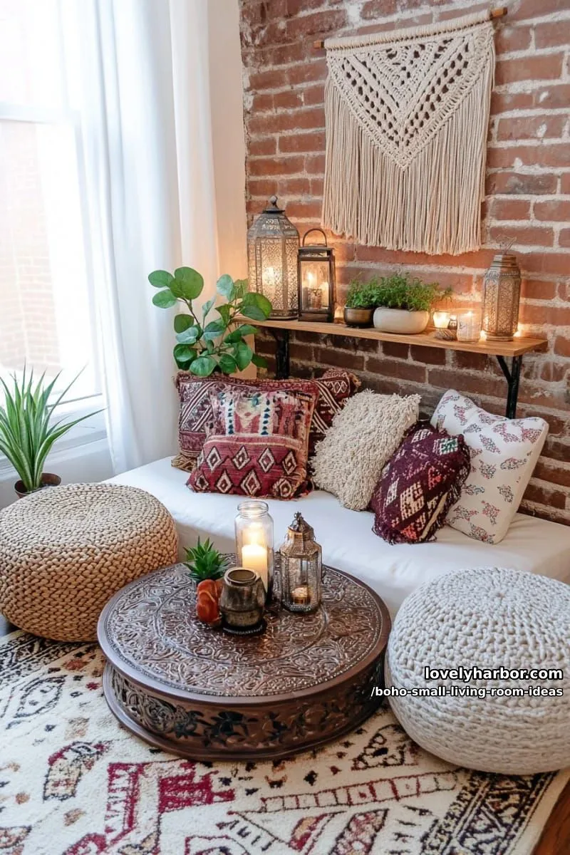 15 Boho Small Living Rooms Ideas That Turn Tiny Spaces Into Cozy Sanctuaries 29 decorate with oversized floor cushions and a small moroccan tray table. 1