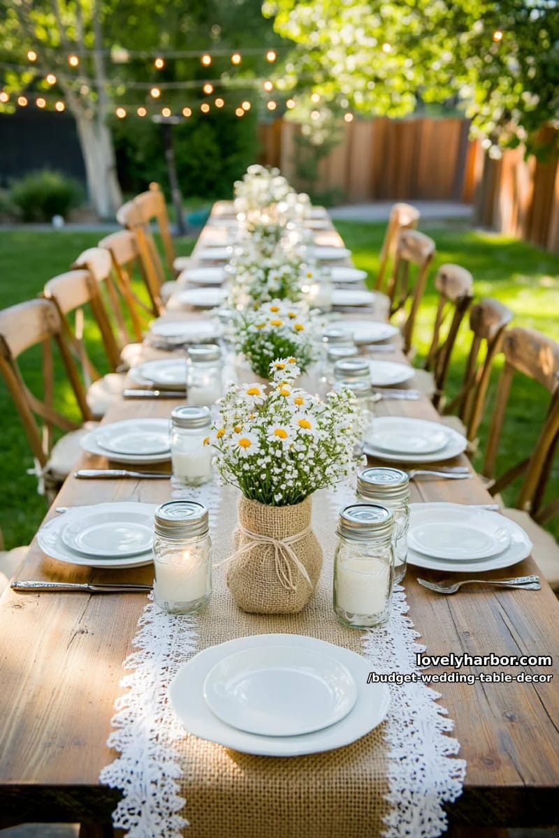 diy-edging with burlap and lace for a charming rustic farmhouse table look 1