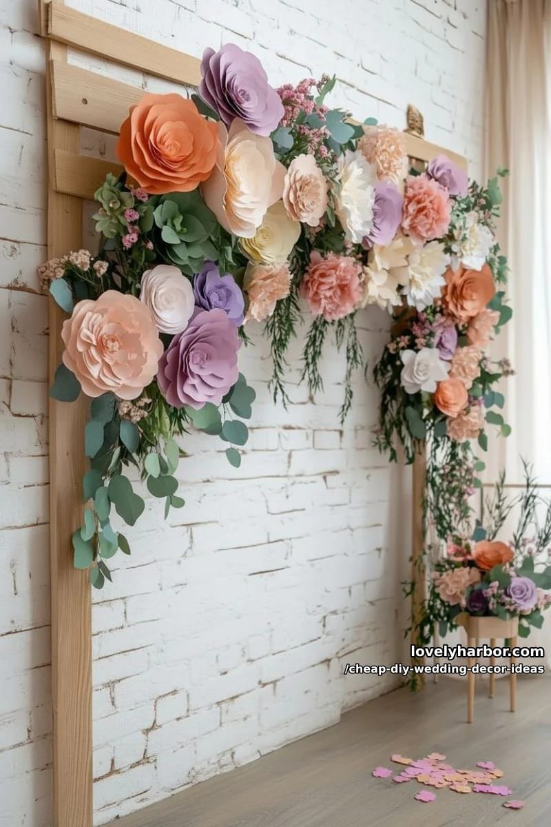 diy paper flower garlands in pastel and blush hues 1
