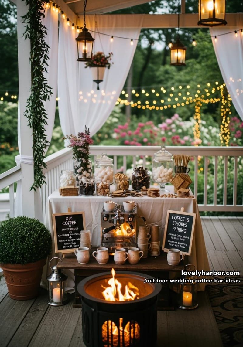 diy s’mores and coffee pairing station with marshmallow-topped mochas 1