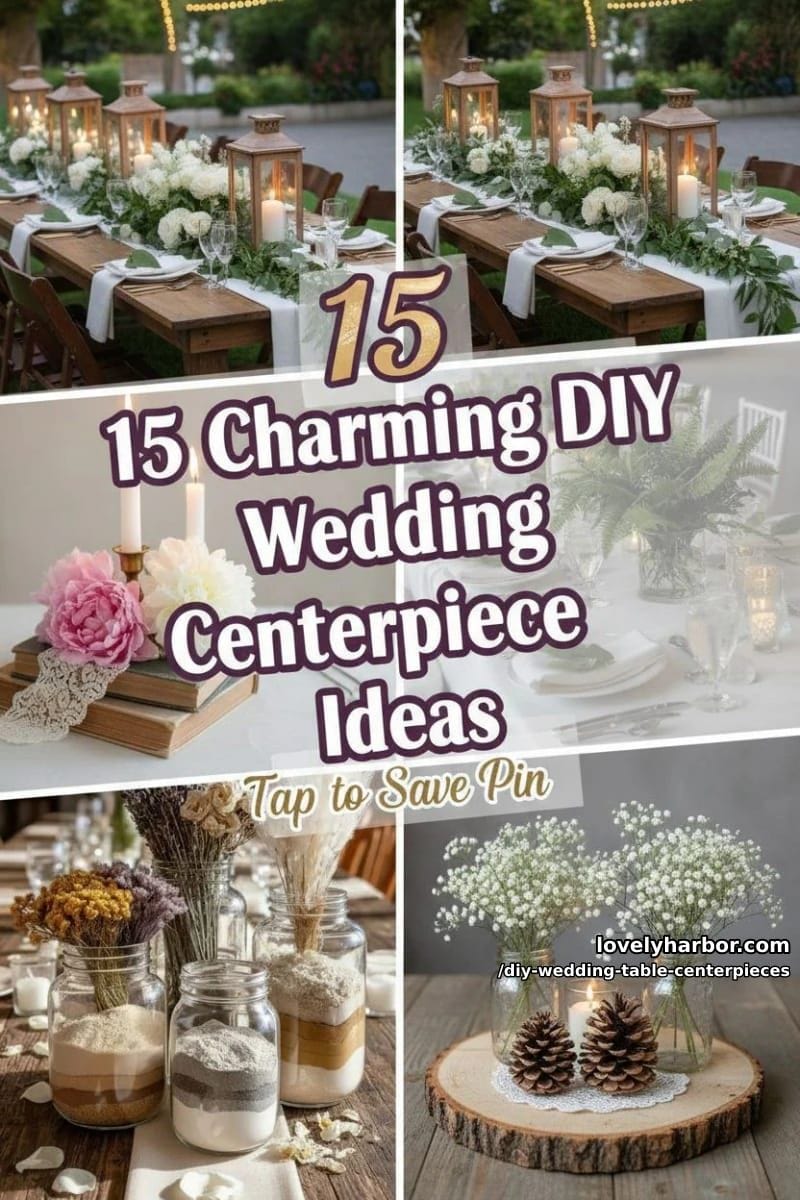 15 Charming DIY Wedding Table Centerpiece Ideas 36 diy wedding table centerpieces - Collage 35