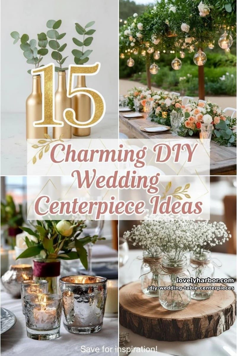 15 Charming DIY Wedding Table Centerpiece Ideas 38 diy wedding table centerpieces - Collage 37
