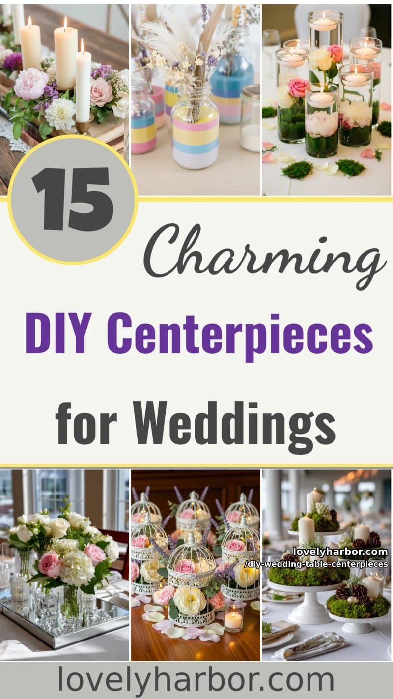 15 Charming DIY Wedding Table Centerpiece Ideas 41 diy wedding table centerpieces - Collage 40