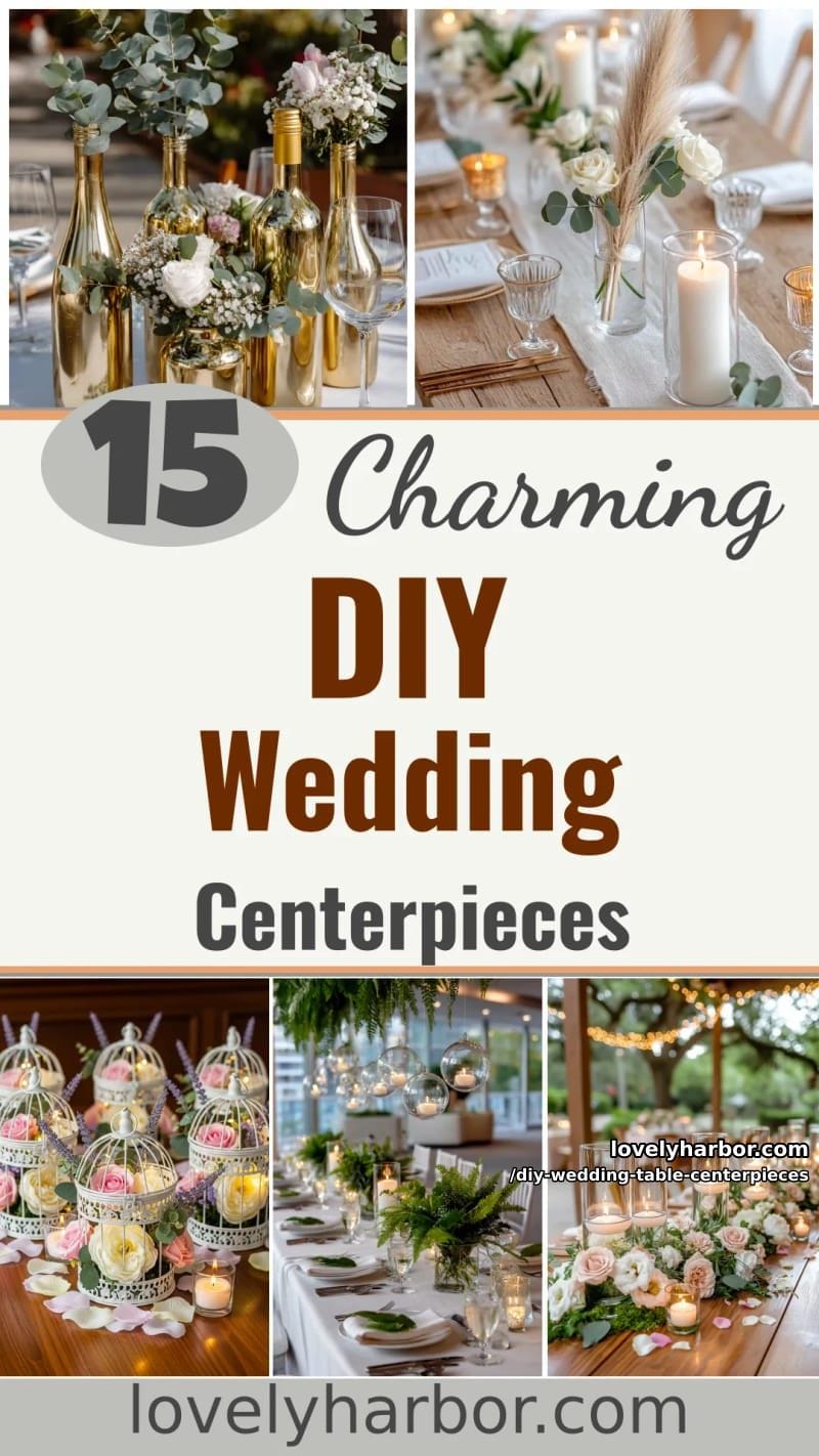 15 Charming DIY Wedding Table Centerpiece Ideas 42 diy wedding table centerpieces - Collage 41