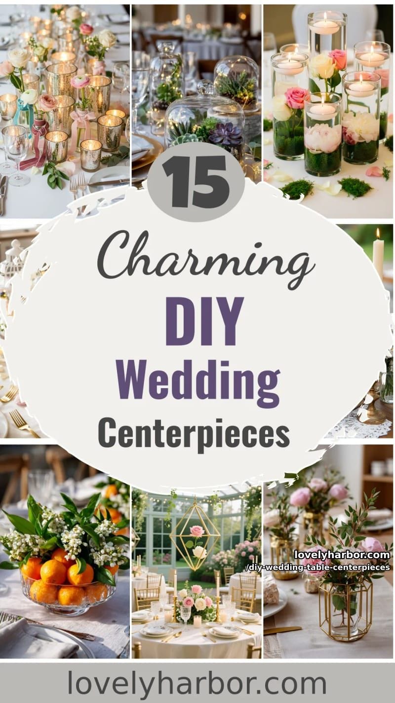 15 Charming DIY Wedding Table Centerpiece Ideas 48 diy wedding table centerpieces - Collage 47