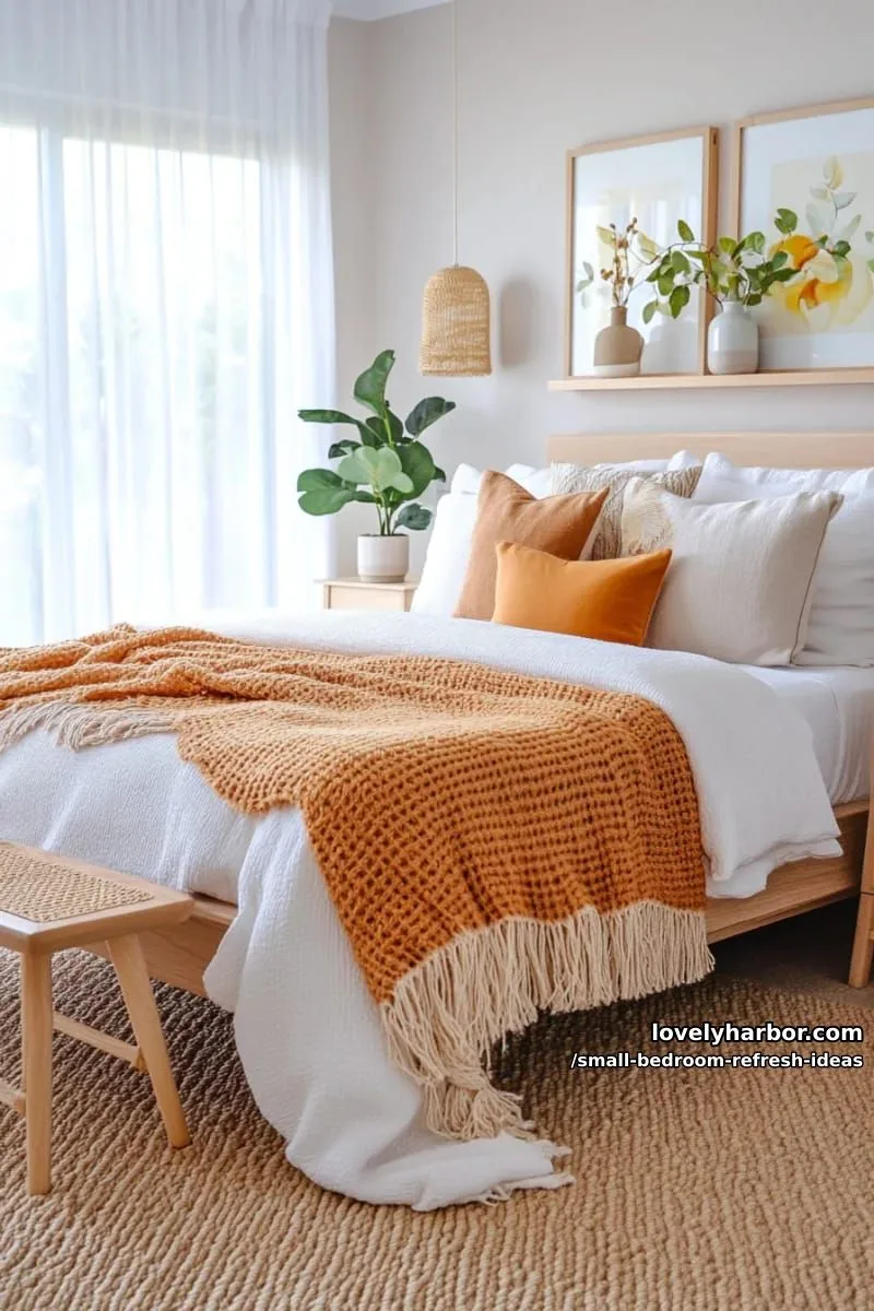 drape a chunky knit blanket at the bed’s end for tactile warmth 1