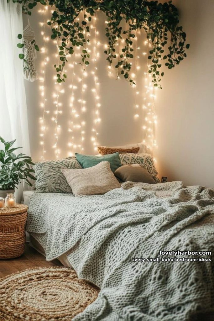 drape fairy lights and trailing ivy above the bed for a dreamy canopy effect 8