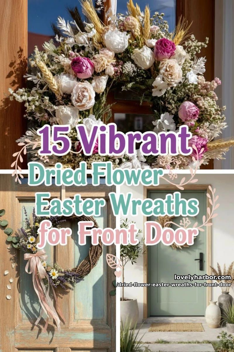 15 Dried Flower Easter Wreaths For Front Door For a Charming Spring Entryway 41 dried flower easter wreaths for front door - Collage 40
