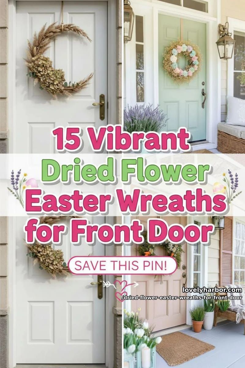 15 Dried Flower Easter Wreaths For Front Door For a Charming Spring Entryway 42 dried flower easter wreaths for front door - Collage 41