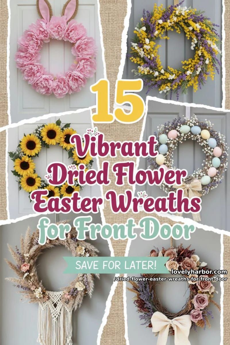 15 Dried Flower Easter Wreaths For Front Door For a Charming Spring Entryway 43 dried flower easter wreaths for front door - Collage 42