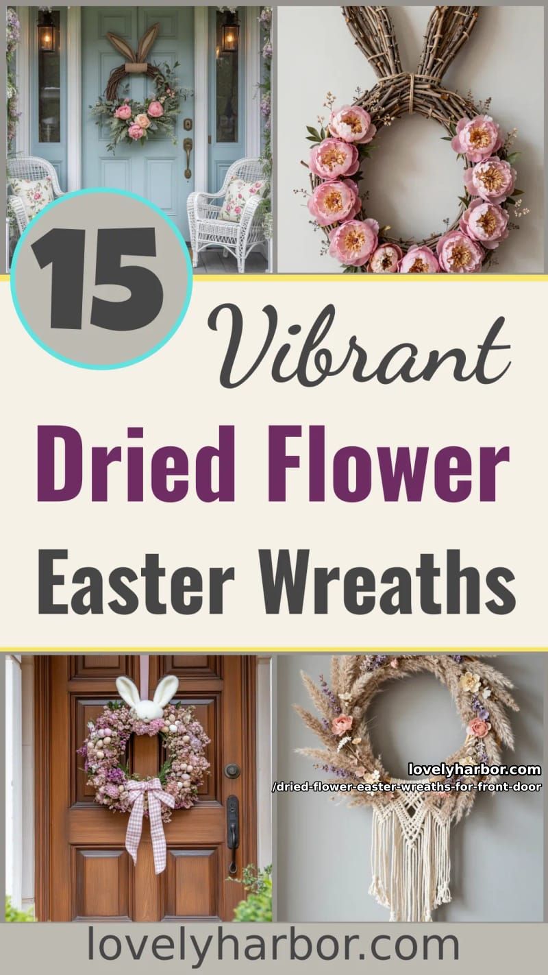15 Dried Flower Easter Wreaths For Front Door For a Charming Spring Entryway 49 dried flower easter wreaths for front door - Collage 48