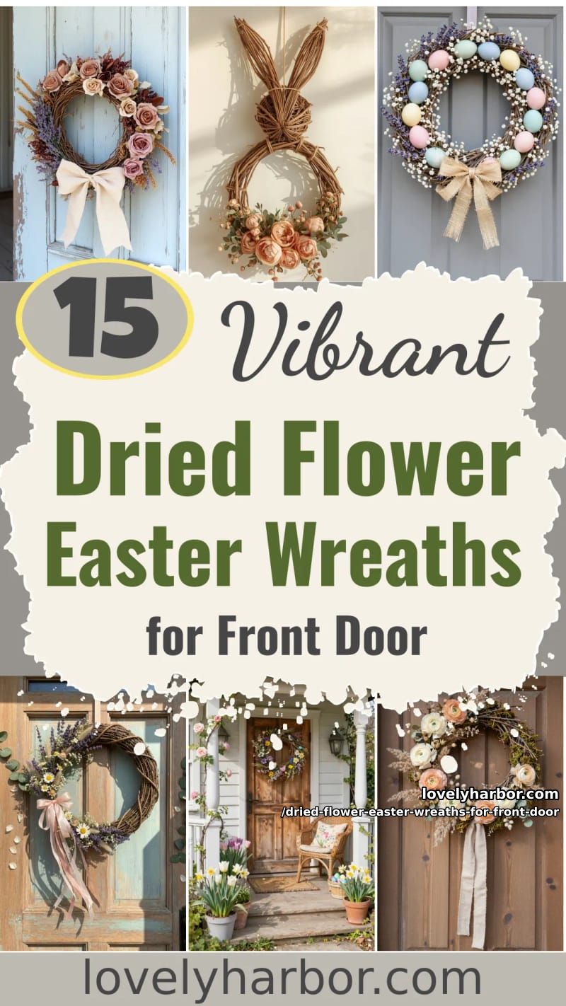 15 Dried Flower Easter Wreaths For Front Door For a Charming Spring Entryway 52 dried flower easter wreaths for front door - Collage 51