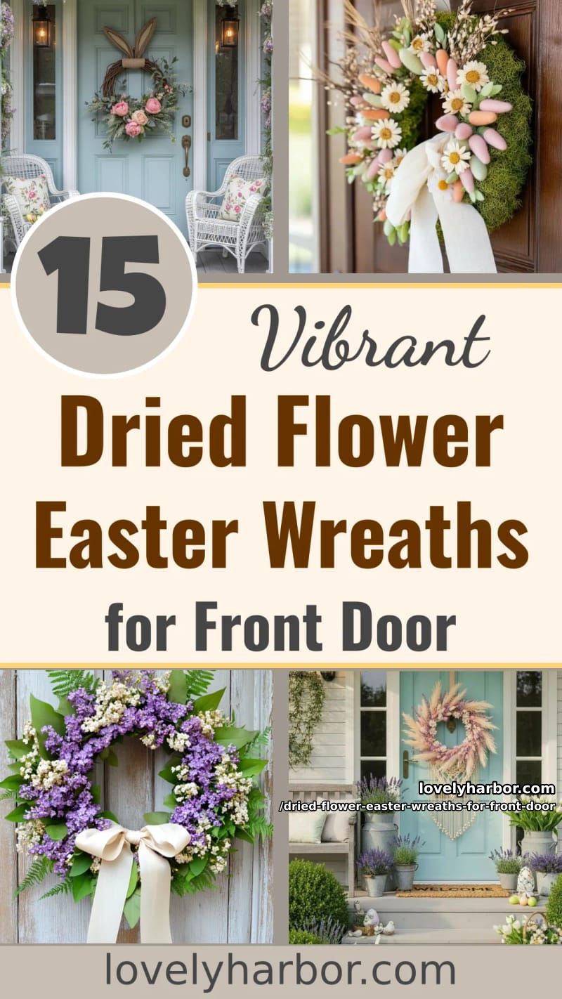 15 Dried Flower Easter Wreaths For Front Door For a Charming Spring Entryway 57 dried flower easter wreaths for front door - Collage 56