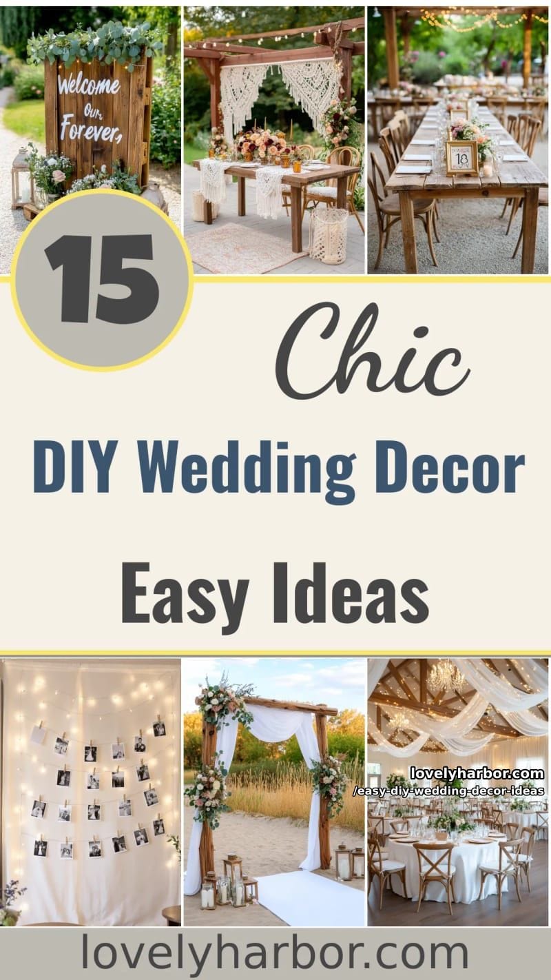 15 Easy DIY Wedding Decor Ideas for a Chic Wedding Set 46 easy diy wedding decor ideas - Collage 45