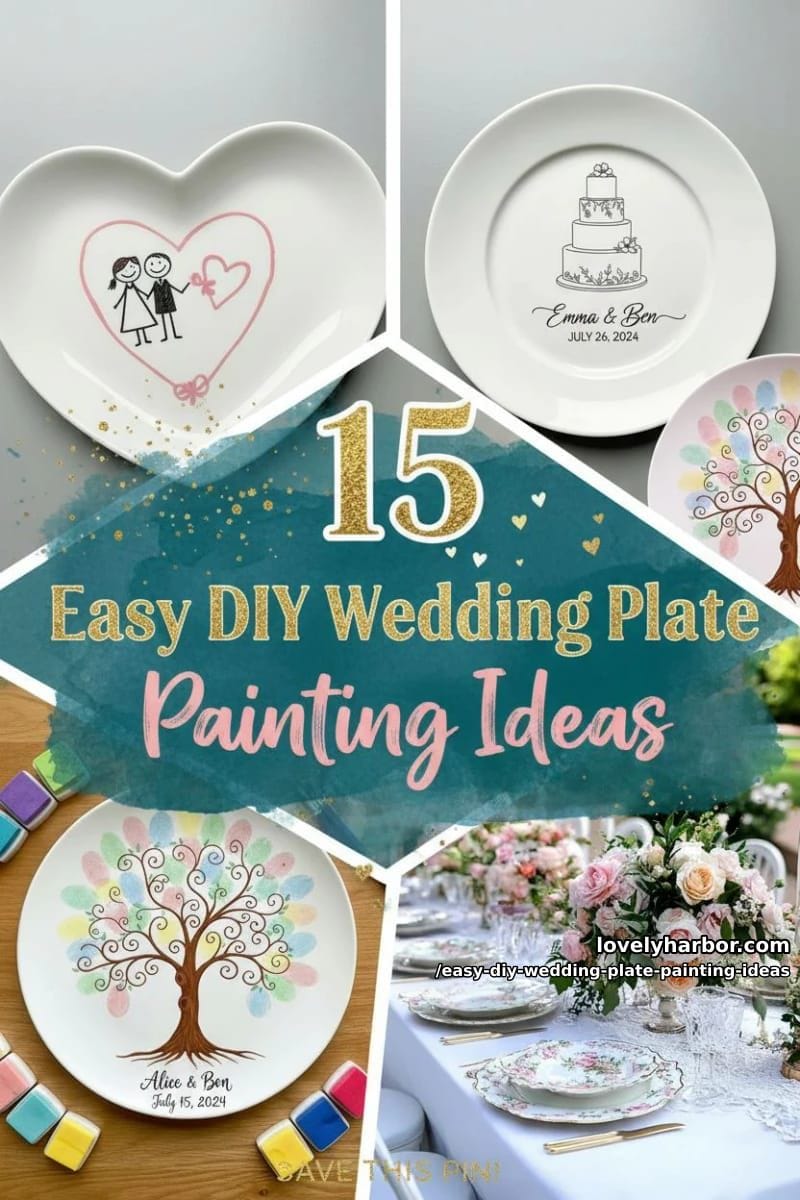 15 Easy DIY Wedding Plate Painting Ideas for a Stunning Tablescape 34 easy diy wedding plate painting ideas - Collage 33