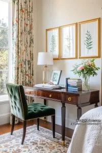 elegant bedroom study with dark wood furniture flo 21