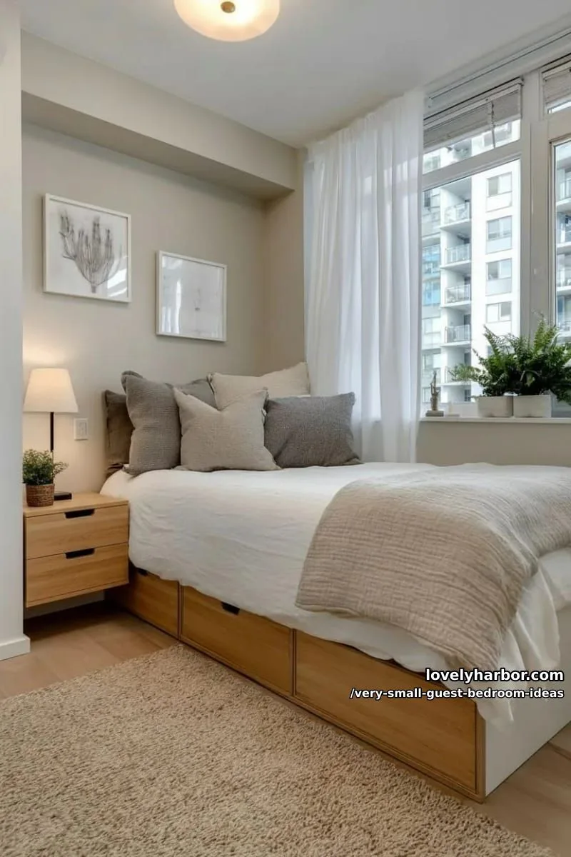 19 Very Small Guest Bedroom Ideas For A Welcoming Retreat 8 floating nightstands to maximize walking space near under-bed storage 1