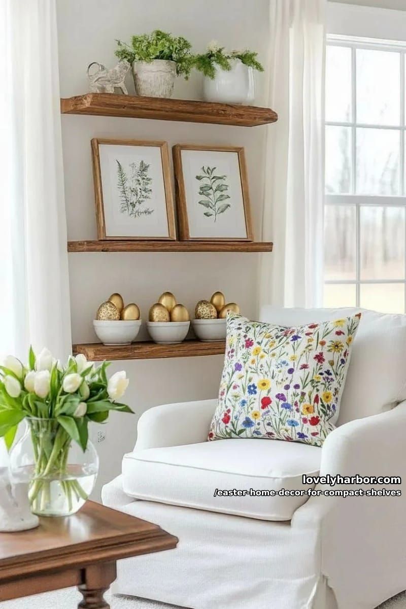 framed botanical prints paired with golden egg clusters 1