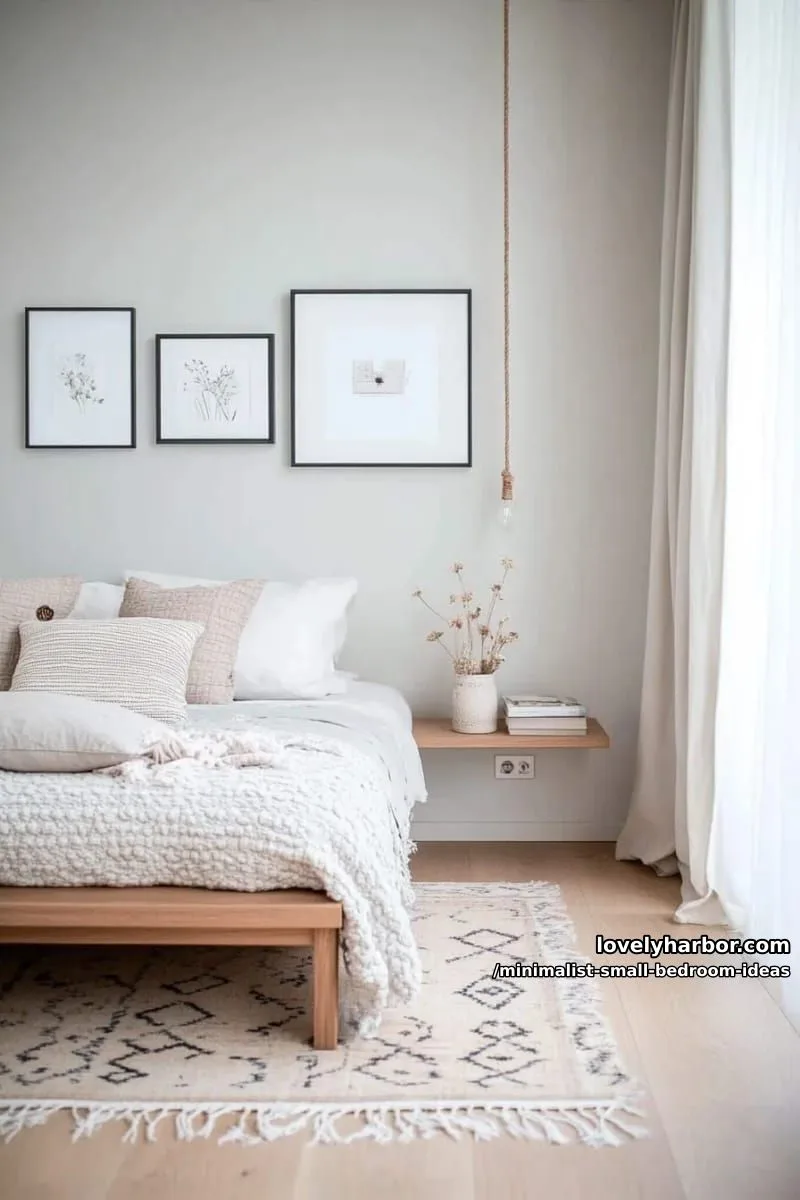 gallery shelf featuring monochrome prints and petite dried florals 1