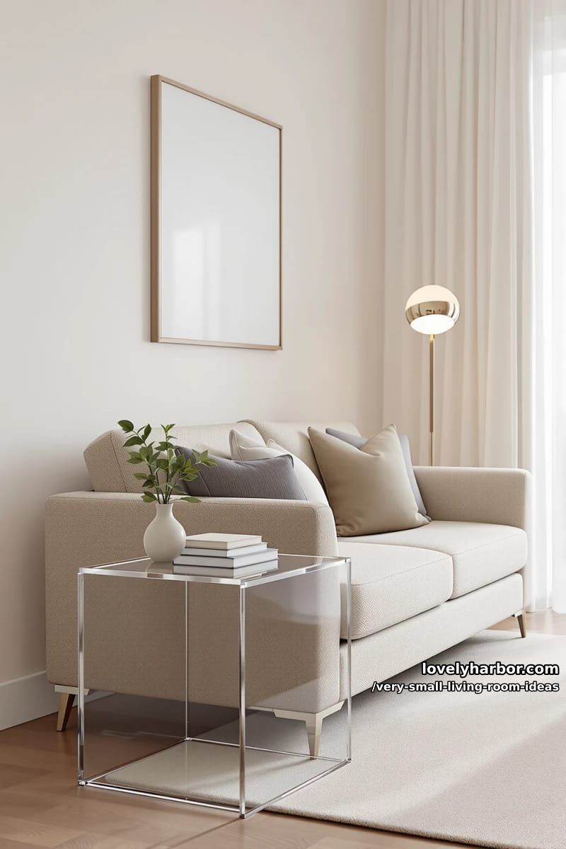 glass or acrylic side tables that almost disappear in the room 1