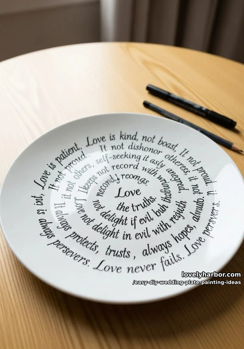 hand-lettered favorite love quote in a spiral from edge to middle 1