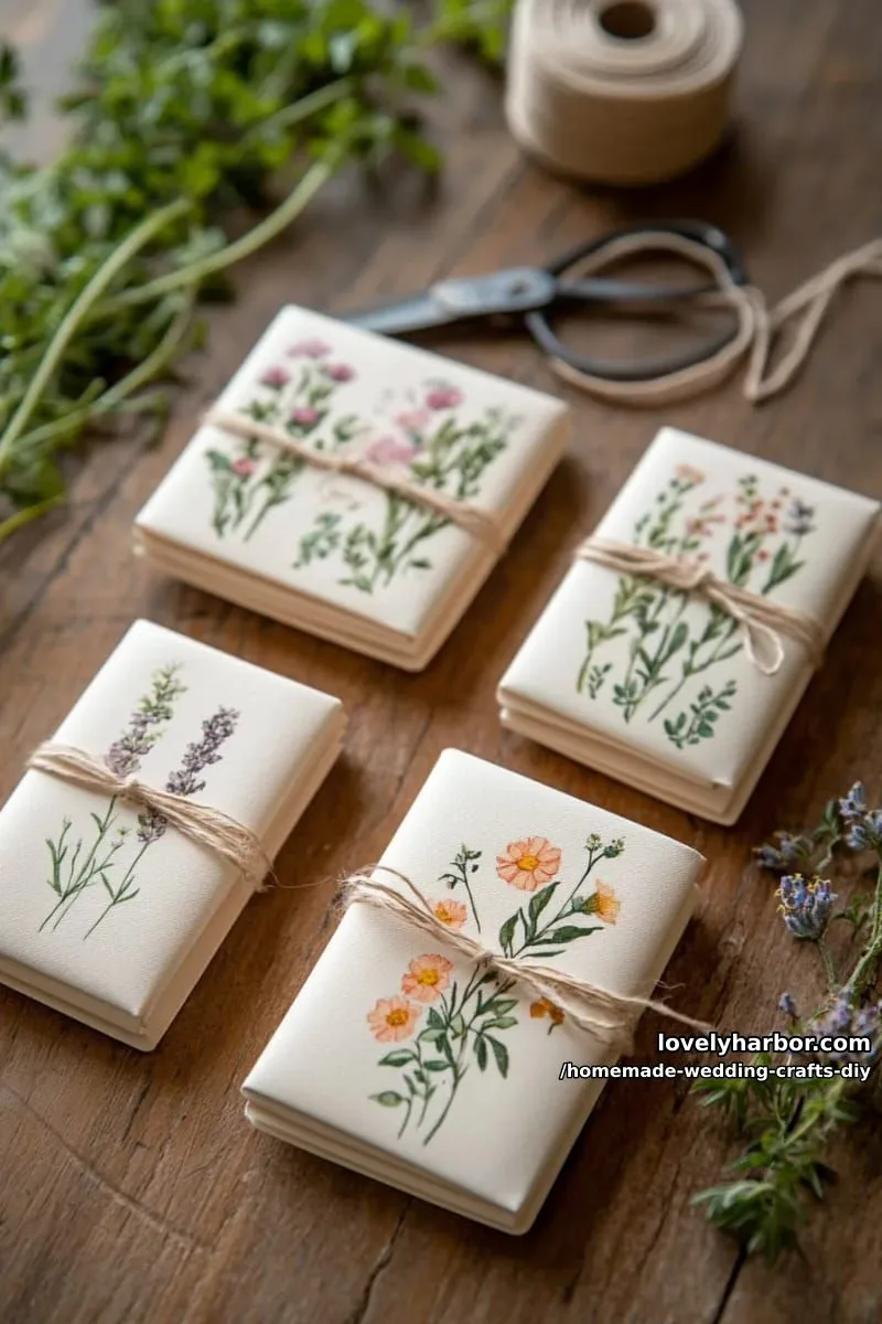 19 Homemade Wedding Crafts DIY To Wow Your Guests 23 handmade seed packet wedding favors with botanical illustrations 1