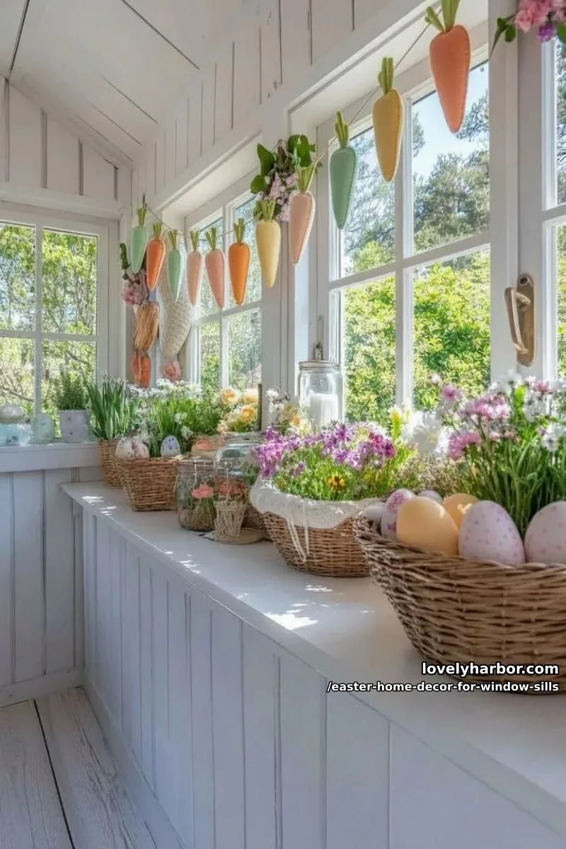 hang a garland of pastel felt carrots above a wildflower-filled windowsill. 1
