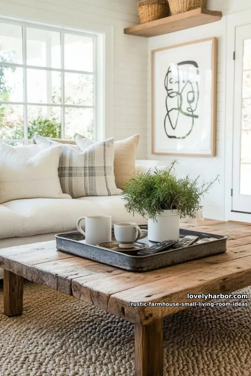 incorporate galvanized metal trays for remote and mug organization 1