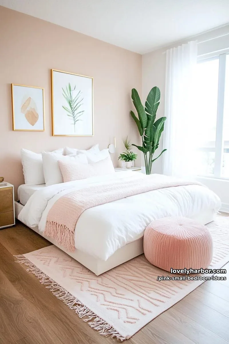 21 Pink Small Bedrooms Ideas You'll Love 15 layered bubblegum pink rugs in geometric patterns for cozy floor vibes 1