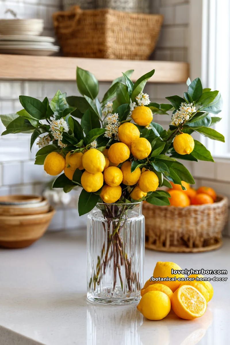 lemon and orange branches with white blossoms for a fresh kitchen display 1