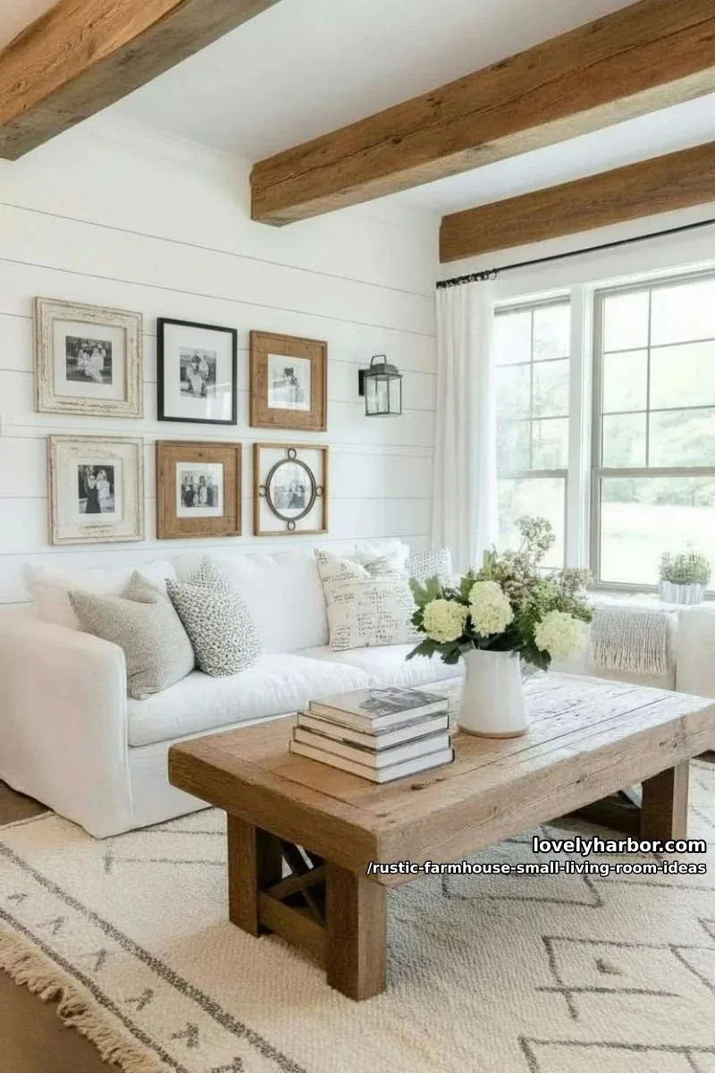 line a gallery wall with black-and-white family photos in mismatched wooden frames 1
