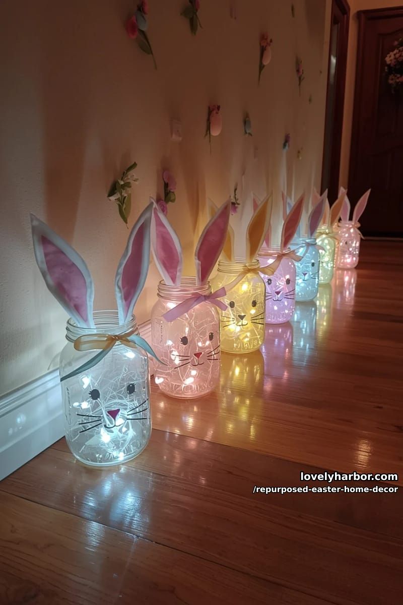 mason jar bunny lanterns lighting up your entryway with pastel hues 1