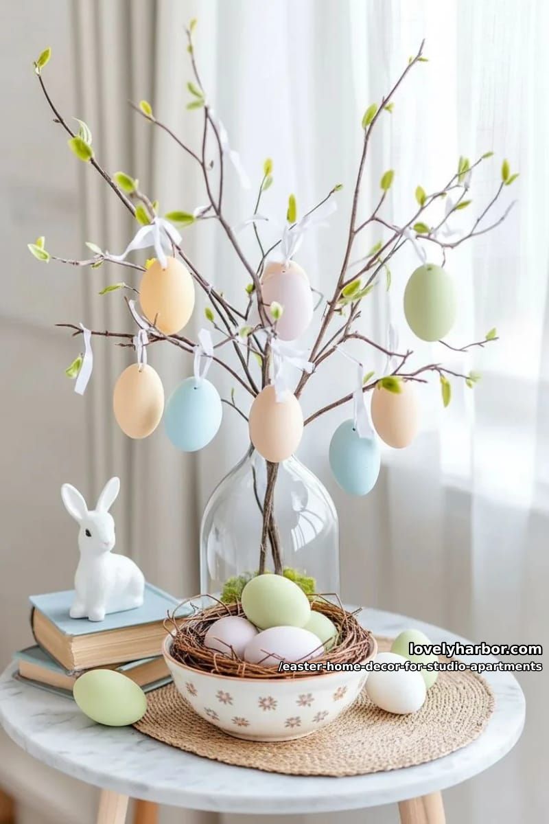 mini easter egg tree with delicate branches for small side tables 1