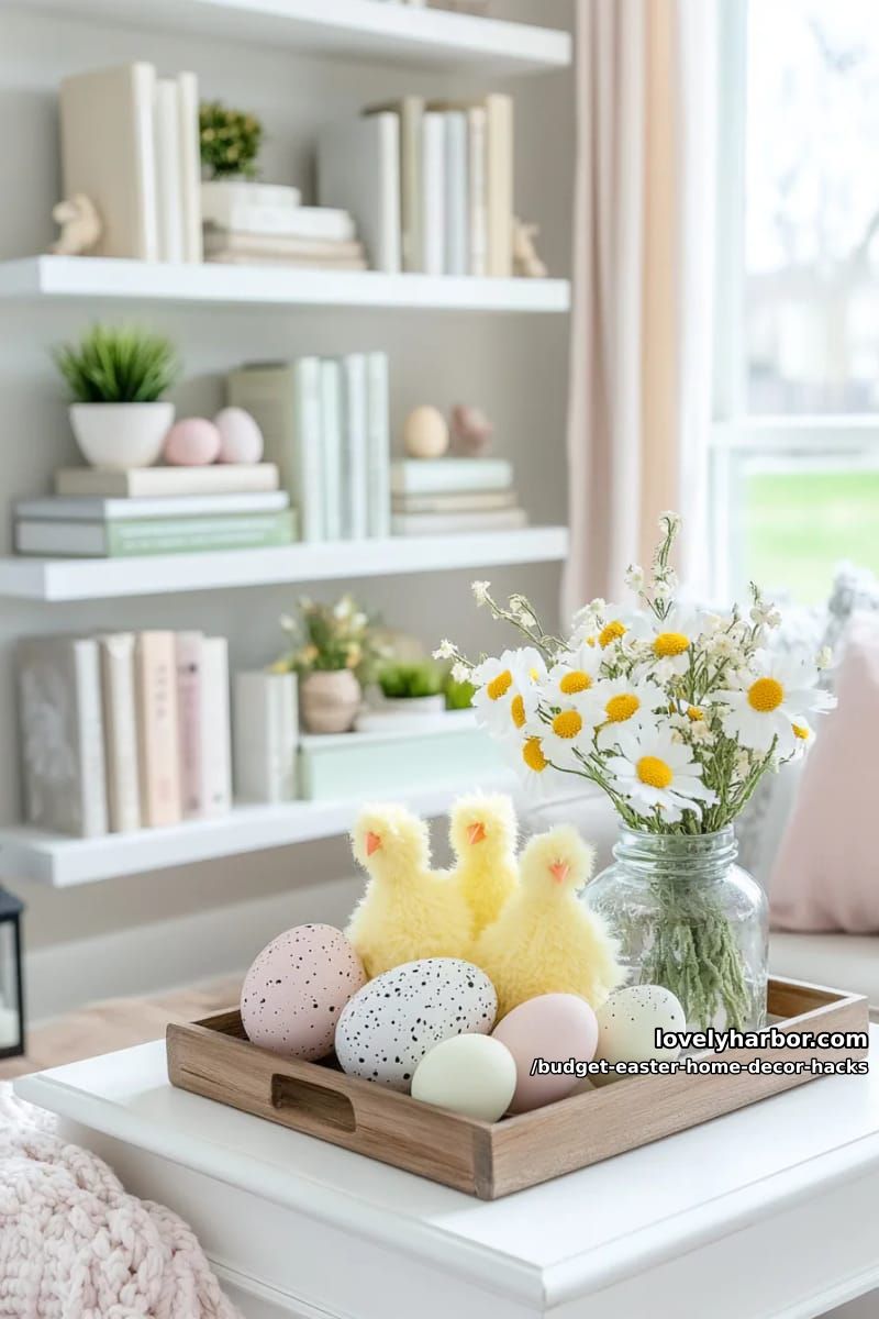 mini pom-pom chicks as playful bookshelf or tray accents 1