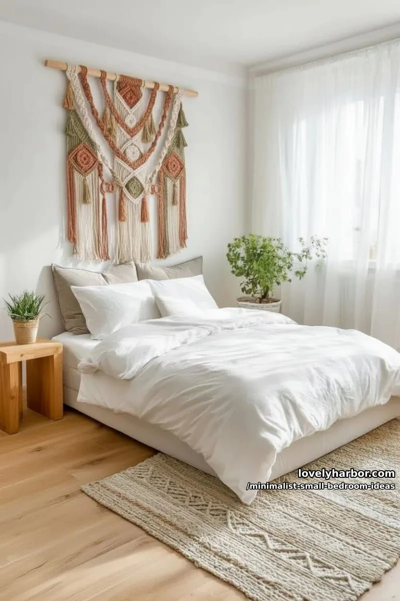 minimalist boho accent using rattan pendant lamp and woven rug 1