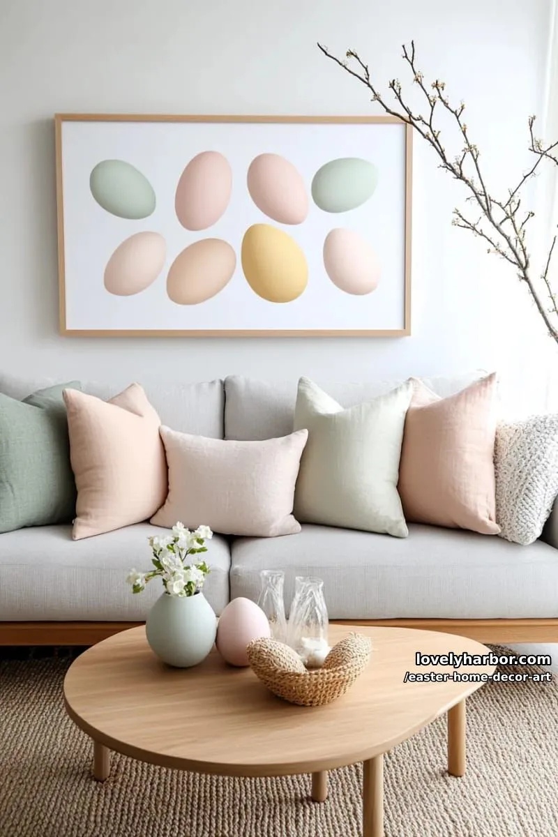 minimalist pastel egg collage framed for a modern living room gallery 1