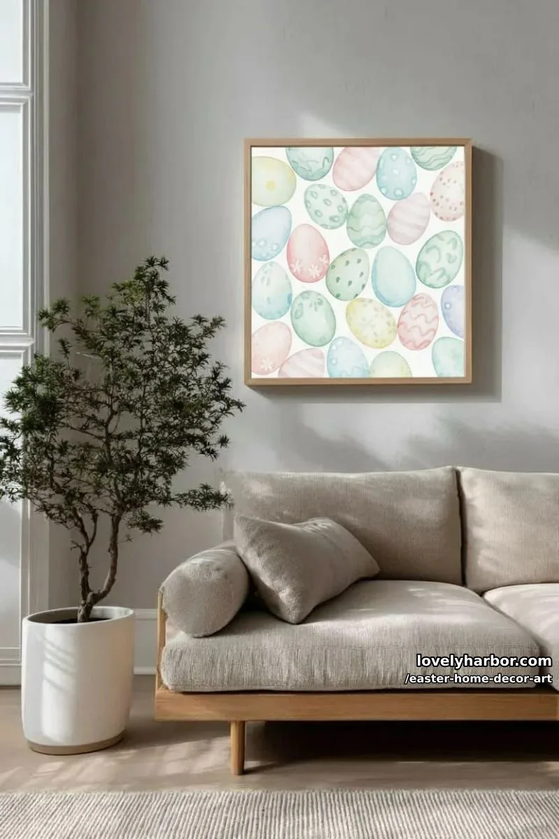 minimalist pastel egg collage framed for a modern living room gallery 1
