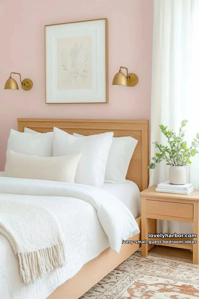 19 Very Small Guest Bedroom Ideas For A Welcoming Retreat 15 minimalist wall sconces with brass details above simple wooden bed 1